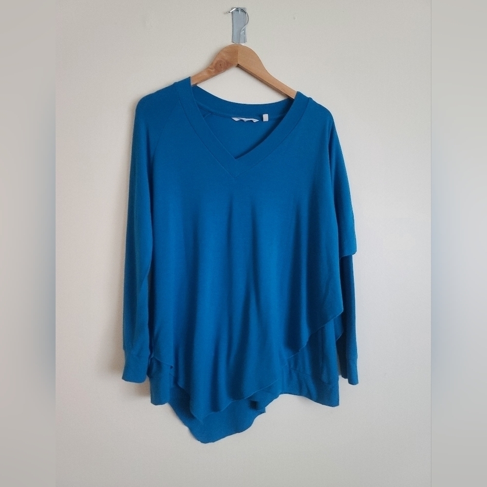 SOFT SURROUNDINGS Womens Madeline Tunic in MP Blue Long Sleeve Top Casual